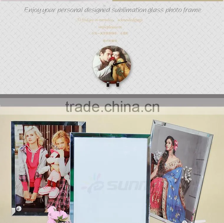 Chinese supplier black glass photo frame for sublimation printing, glod wire hard glass