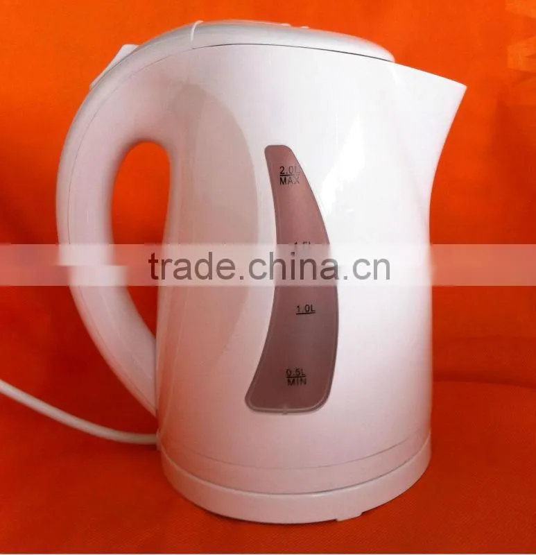 2.0L 360 degrees cordless electric kettle on power base,cheap cordless plastic kettle, CE/RoHS approved HEK-9002
