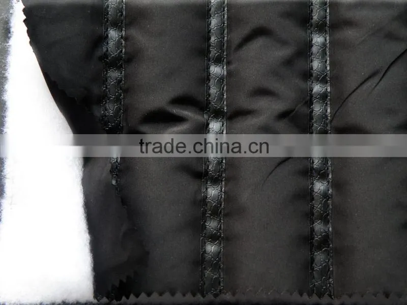 Stripe polyester embroidered quilted fabric for coats