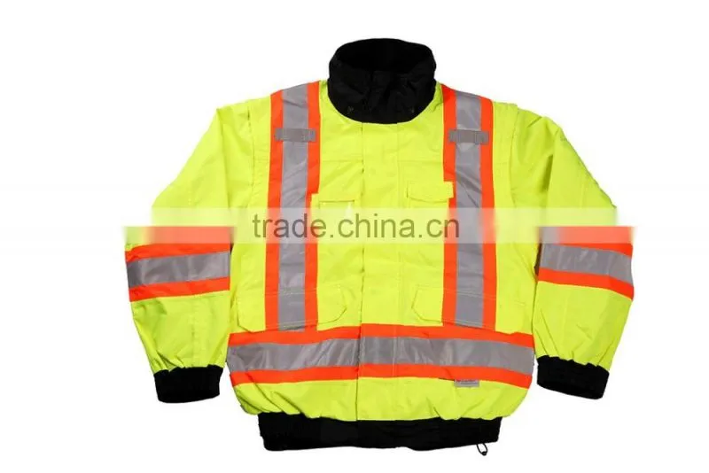 Adult Safety JacketTwo-tone 4 In 1 Hi Vis Safety Work Jackets Fluorescent Work Jackets