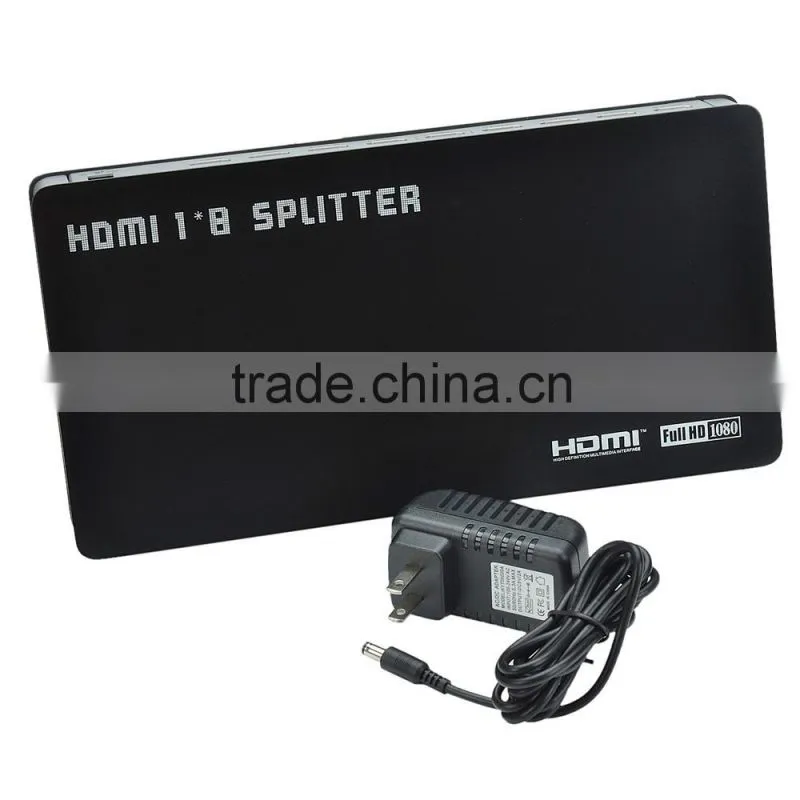 CHEERLINK 1-In 8-Out Full HD 1080P And 4K*2K HDMI V1.3 and V1.4 Amplifier Splitter 1*8 w/ - Black