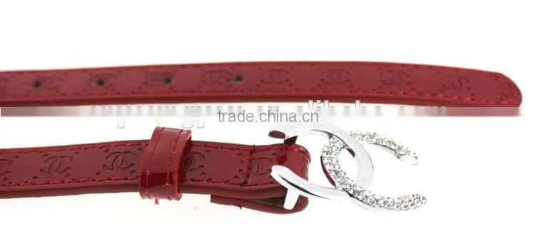 Women's pu women fashion pu leather belts with shiny shiny accessorie