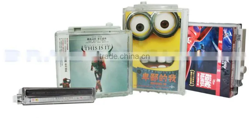 High quality security eas cd safer Transparent plastic am/rf double dvd safer, cd dvd anti theft safer, double dvd safer