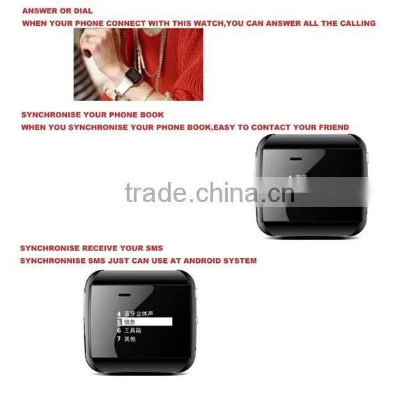 OEM bluetooth watch, Most Fashionable Lovers Watch/Wrist watch / Bluetooth Watch With Vibrate & Caller ID display