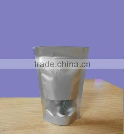 shiny aluminium foil zipper bag with see through window