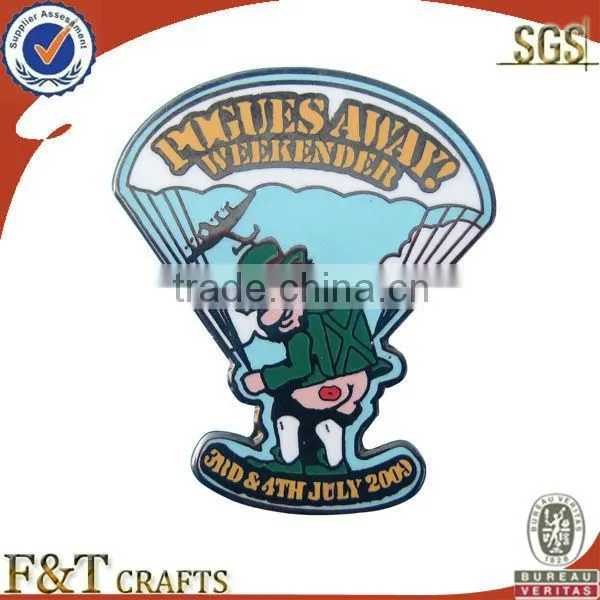 Red background axe metal imitation enamel badge