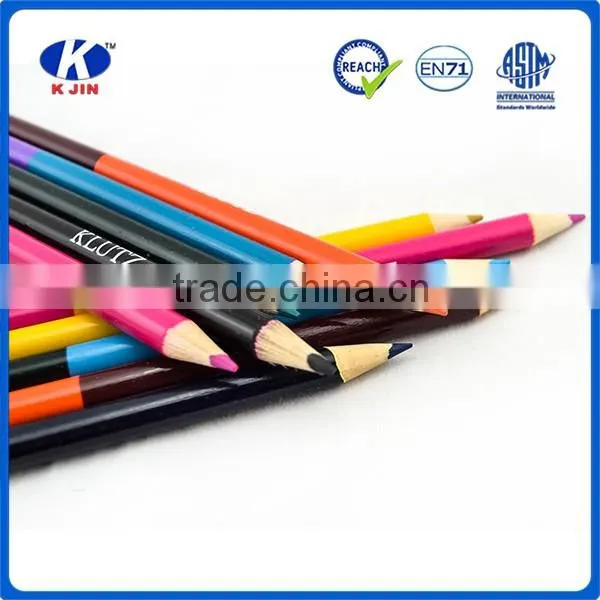 2016 Wholesale slap-up double-end wood color pencil with customized logo for art