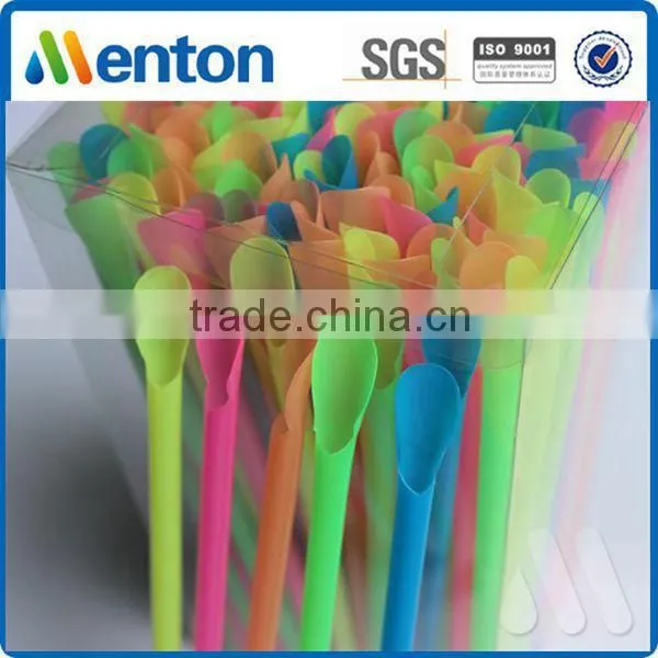 PVC box pack High Quality colorful disposable plastic spoon straw