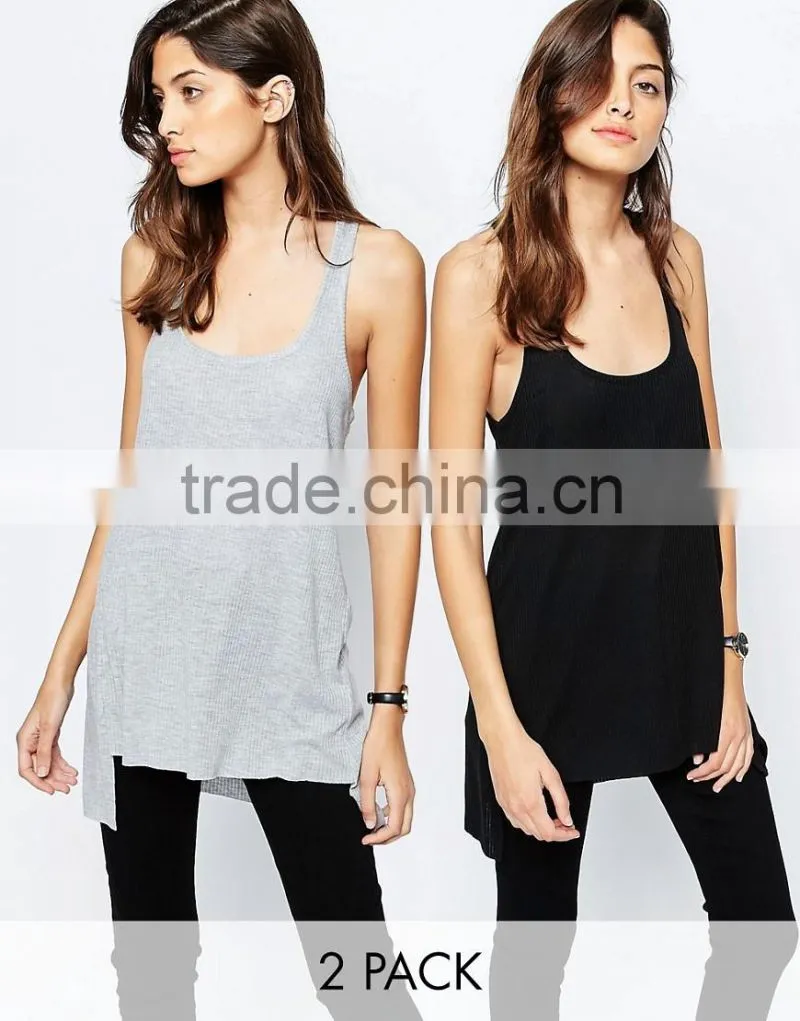 OEM service latest design women clothes tops long women tank top