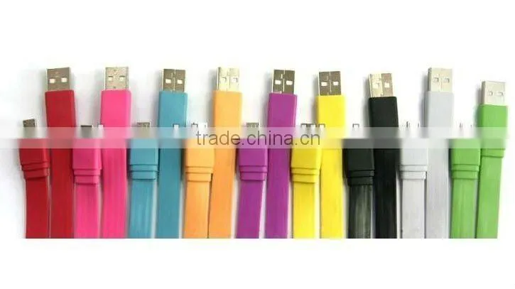 Newest Noodles Flat Design Colorful Micro USB Cable Charging Data Transfer