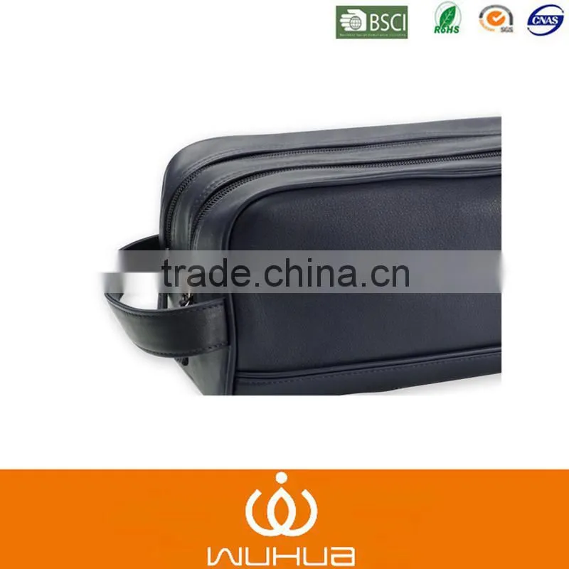 Luxury PU double zip cosmetic bag for travel