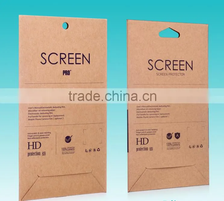 Custom design kraft paper packaging envelope for screen protector with hang hole