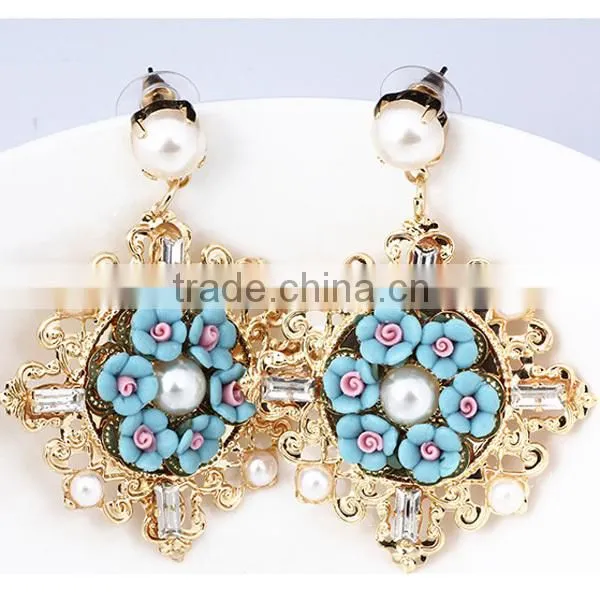 instock enamel beads soft ceramic shaped flower earring