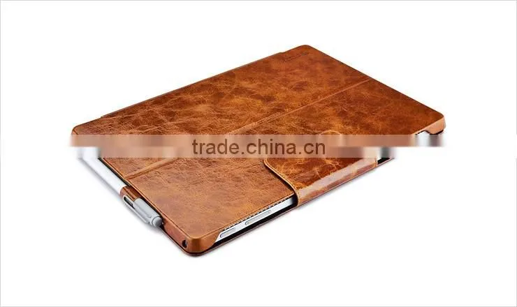 ICARER Genuine Leather Case for Microsoft Surface Pro 4 Flip Cover with Stand Function Vintage Series