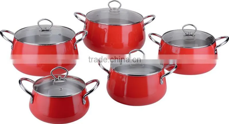 ALUMINUM DURABLE RED COLOR BELLY SHAPE CASSEROLE SET WITH ALUMINUM LID