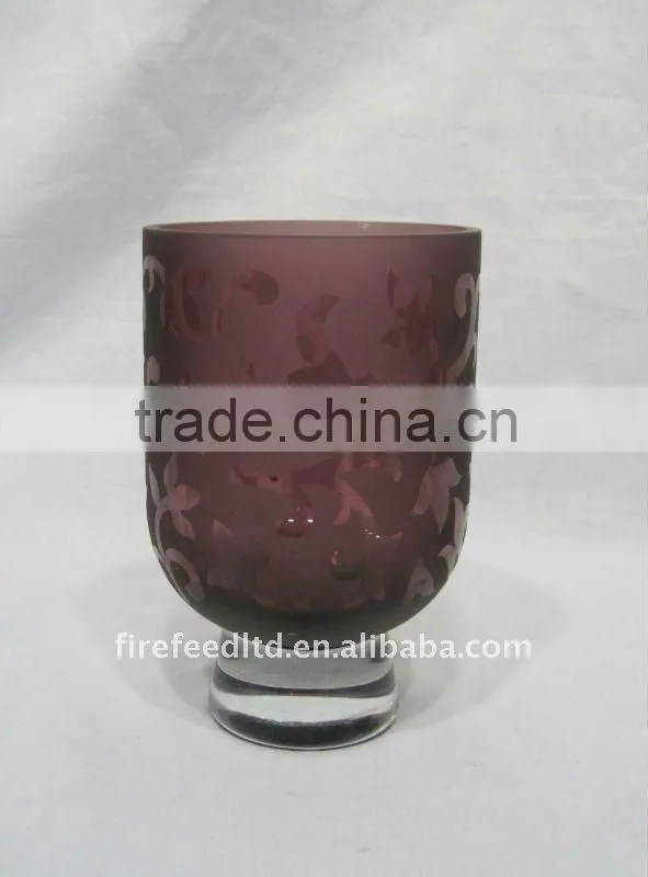 purple glass candle holder