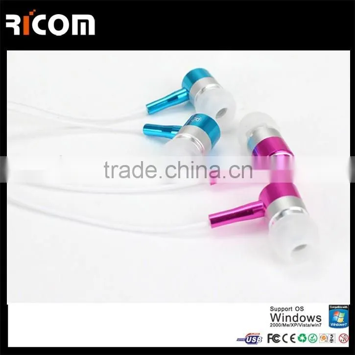 stylish metal earphone,Metal colorful metal earphone,Metal flat cable earphone for iphone 5-EO3007--Shenzhen Ricom