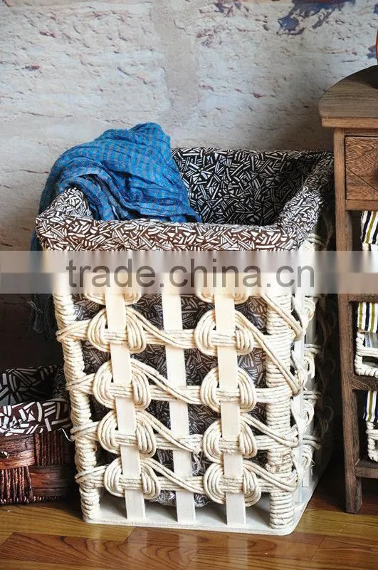 9 hand woven - pastoral style - solid - wooden dirty clothes basket - dirty clothes barrel - storage basket basket