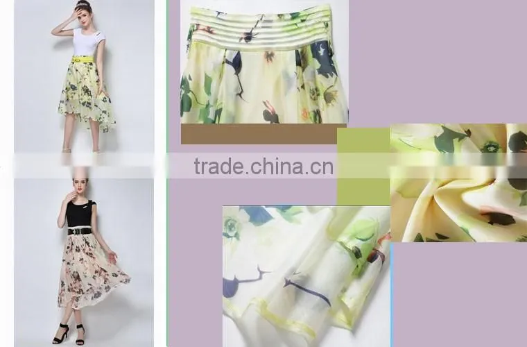 custom latest fashion designer printed woman skirt long