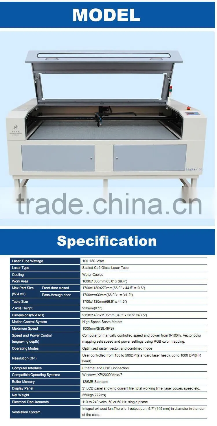 130W Co2 laser cutting engraving machine for wood, Acrylic, paper form Thunderlaser