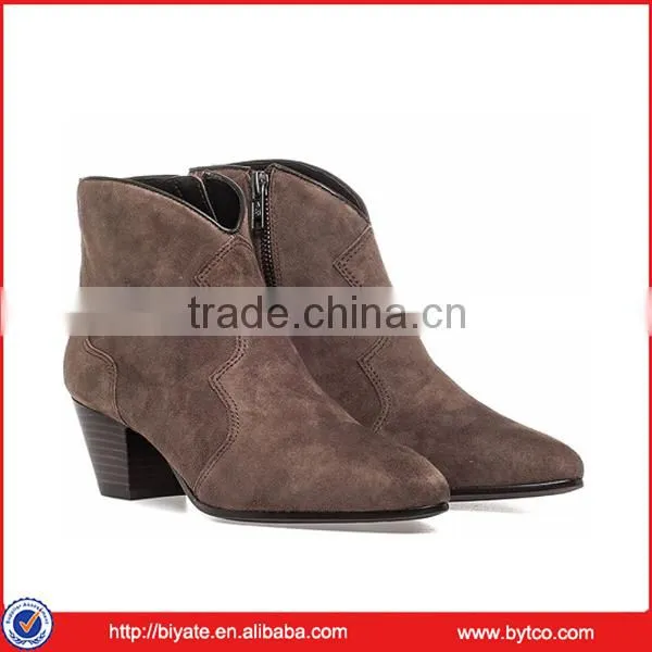 Leather lady ankle booties ,Strap Style Low Heel Lady Ankle Boots