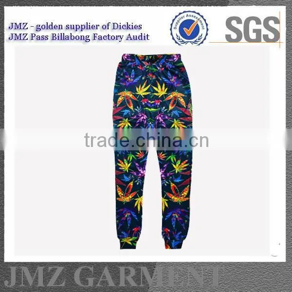 leaves print joggers pants hot pants OEM trousers