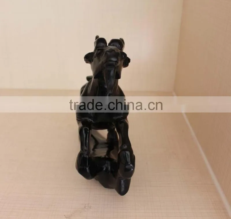 natural rock black obsidian crystal carving sheep