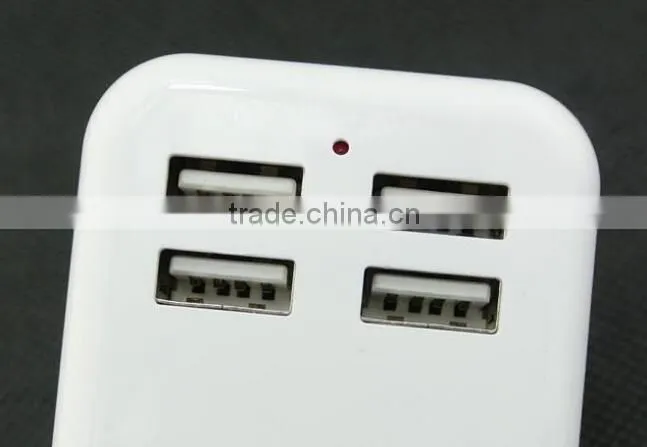 Original 5V 3A 15W EU plug 4-Ports USB Wall Charger Adapter for iPhone 6 Desktop Charger Adapter with 1.5m Cable Line White