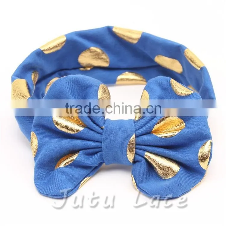 New wide fabric elastic headband flashing-polka dot hair bow headwrap-flashing bow headbands