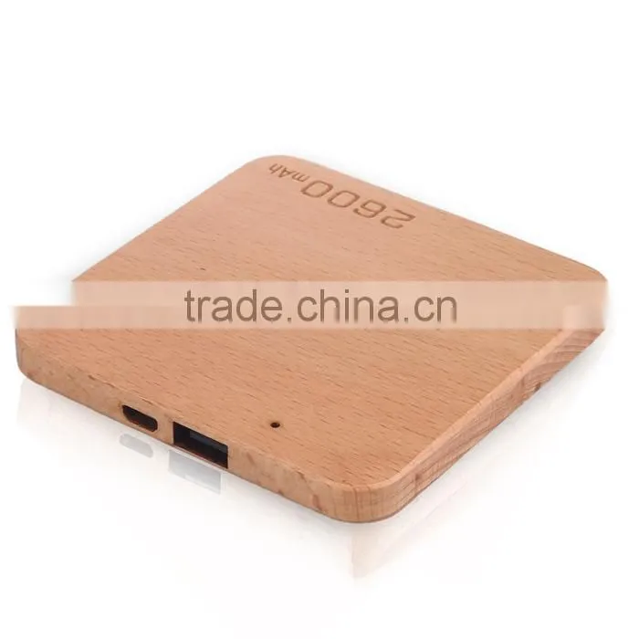 marvel universe 5200mah external wireless wooden power bank
