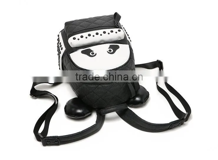 fashion pu backpack handmake panda design day backpack bag for young