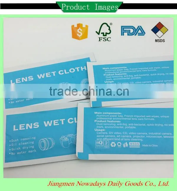 Hot sell lens glasses screen cleaning wet wipes