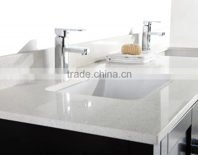 Water resistant solid wood bathroom vanity cabinet with quartz top