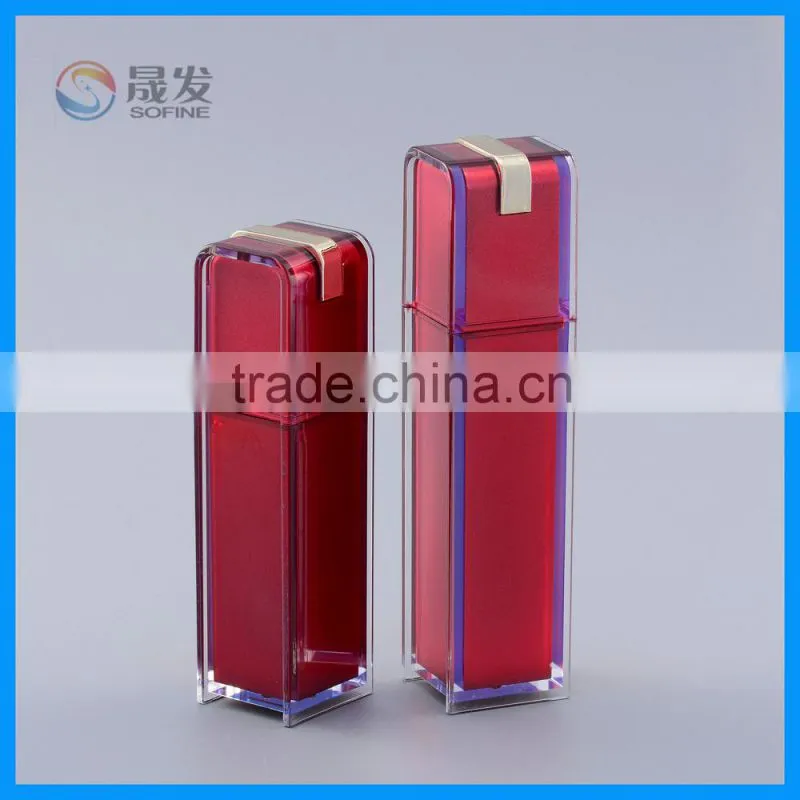 Square acrylic cosmetic lotion pump bottle