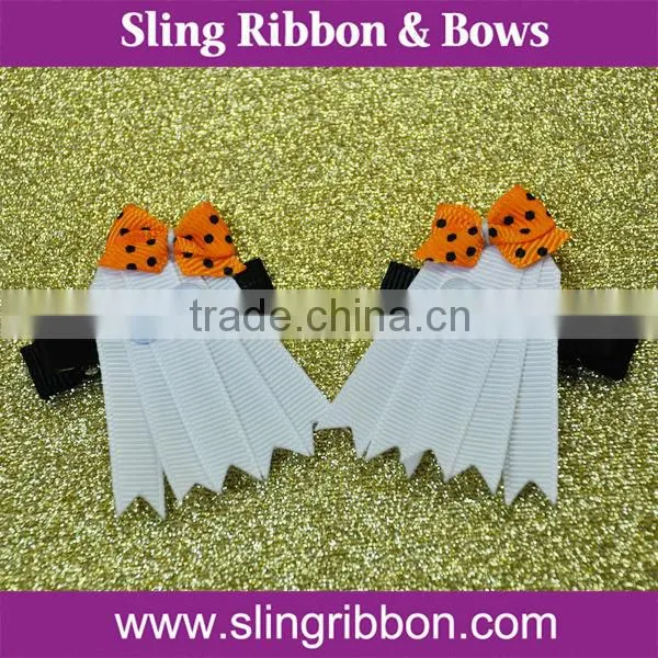 Ribbon Hair Bow With Pumpkin For Halloween