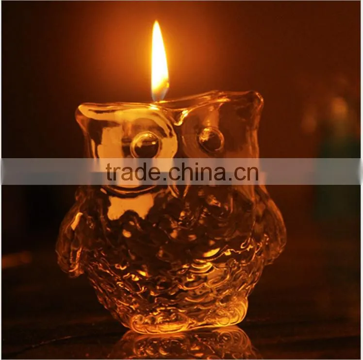 2016 hot sale crystal night owl candle holder for home decor