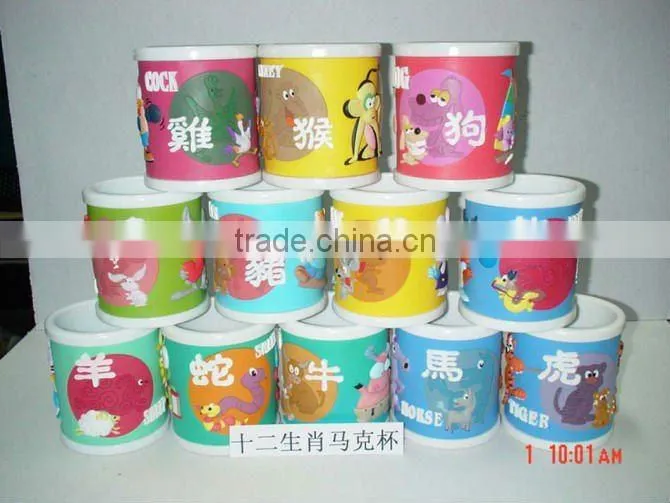 ABS+soft PVC 3D transparency Pen cup