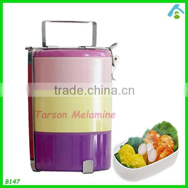 4 layers melamine lunch box with steel handle , restaurant double layer lunch
