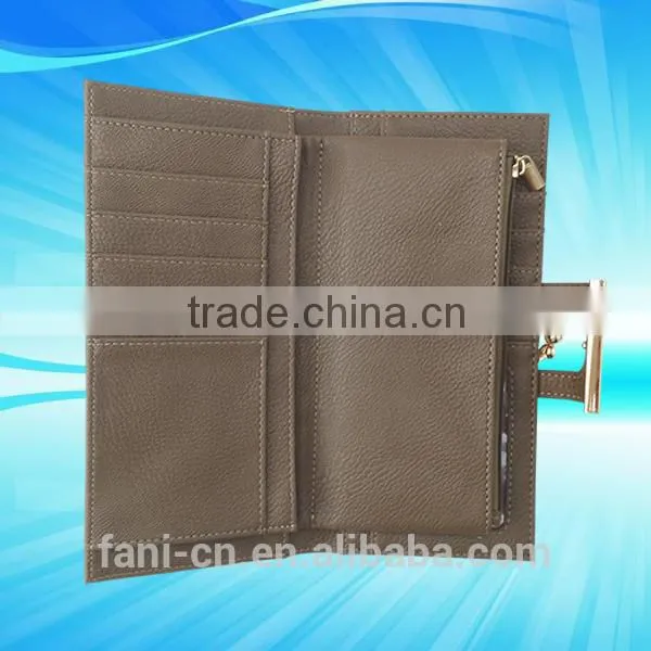 Gorgeous style with metal clip and snap design clutch leather purse for women/ladies/girls