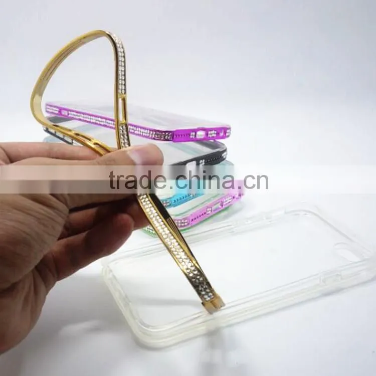 New detachable TPU + PC 2 in 1 flexional diamond 4.7inch transparent cell phone case for iphone 6, mobile phone case
