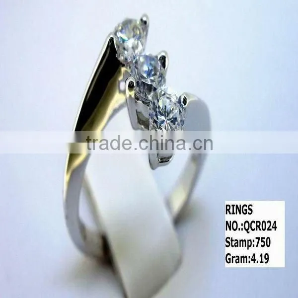 925 sterling silver ring with quality cz rhodium plating QCR021