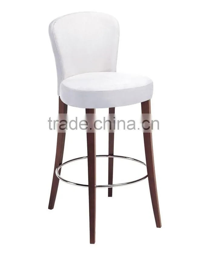 Wholesale pure white leather bar stool restaurant chair with solid wood leg