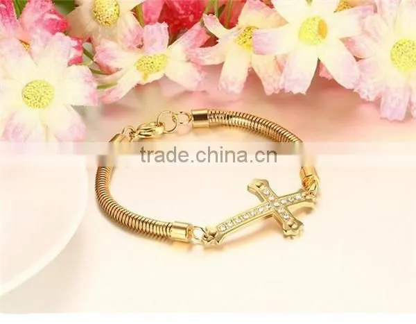 2016 new premier 316 l stainless steel cz gold chain bracelet