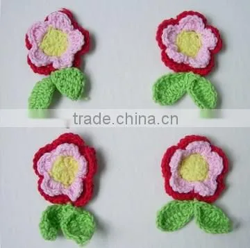 handmade crochet flowers for dress/hotsale fabric crochet flowers