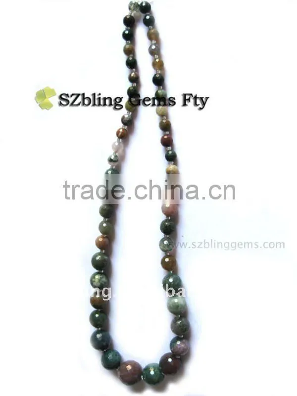 Fashion gemstone jewelry natural bloodstone faceted round beads necklace