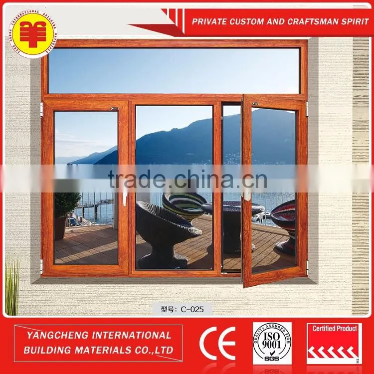 Style aluminum double layer glass casement window models outside the glass mountain for living room