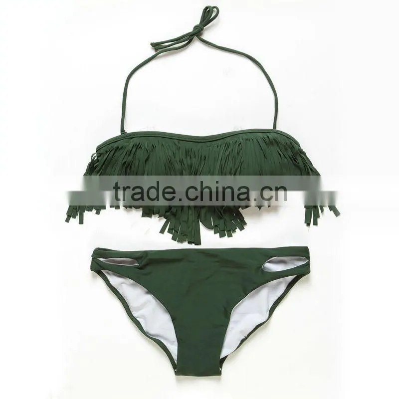 Latest Highly Elastic In Stock Women Tassel Bikini Swimwear