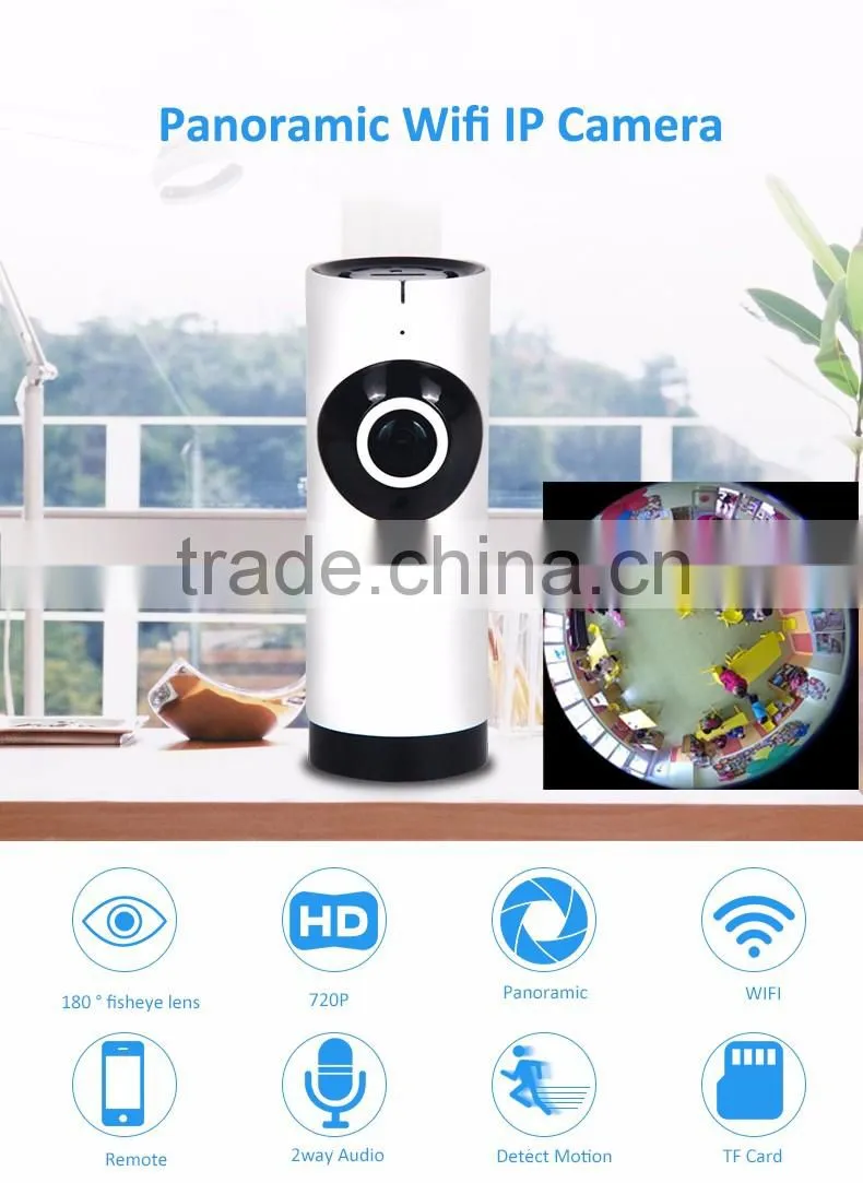720P HD 360 degree fisheye Wireless IP Panoramic CCTV Camera