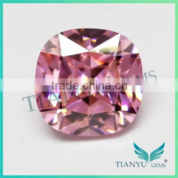 Free Sample Gemstone Processing Wholesale 8x8mm Square Cushion Cut Pink Synthetic Cubic Zirconia
