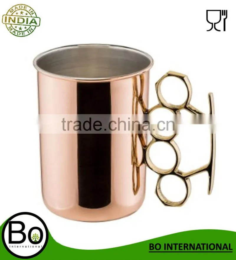 Copper Moscow Mule Mug with a "Brass Knuckle" style handle